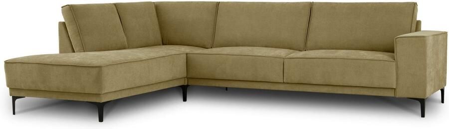 Places of Style Hoekbank Oland structuur platweefsel luxe microvezel bouclé L-vorm 289 cm golfondersteuning Scandinavisch ontwerp metalen poten - Foto 10