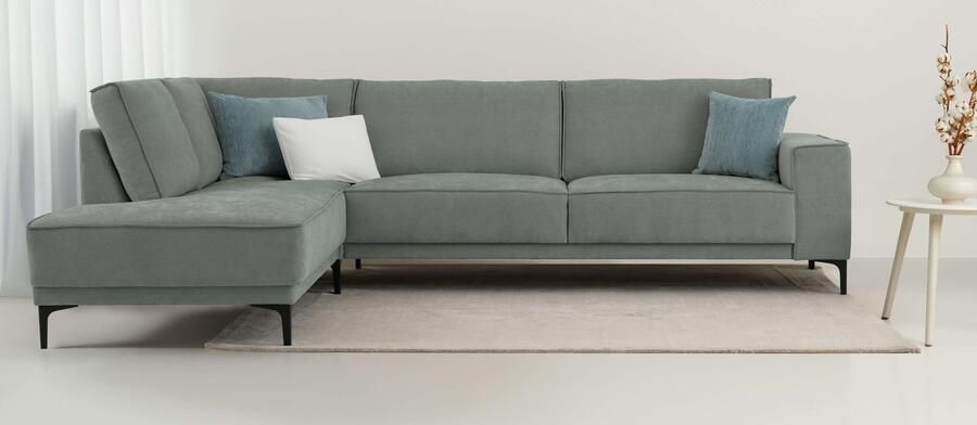 Places of Style Hoekbank Oland structuur platweefsel luxe microvezel bouclé L-vorm 289 cm golfondersteuning Scandinavisch ontwerp metalen poten - Foto 10