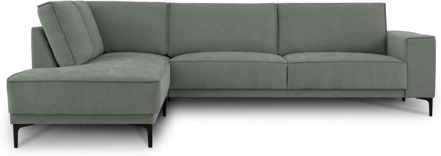 Places of Style Hoekbank Oland structuur platweefsel luxe microvezel bouclé L-vorm 289 cm golfondersteuning Scandinavisch ontwerp metalen poten - Foto 7