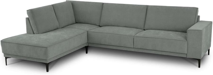 Places of Style Hoekbank Oland structuur platweefsel luxe microvezel bouclé L-vorm 289 cm golfondersteuning Scandinavisch ontwerp metalen poten - Foto 8