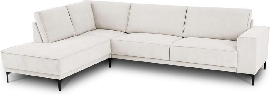 Places of Style Hoekbank Oland structuur platweefsel luxe microvezel bouclé L-vorm 289 cm golfondersteuning Scandinavisch ontwerp metalen poten - Foto 13