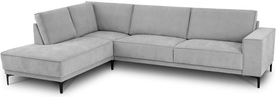 Places of Style Hoekbank Oland structuur platweefsel luxe microvezel bouclé L-vorm 289 cm golfondersteuning Scandinavisch ontwerp metalen poten - Foto 7