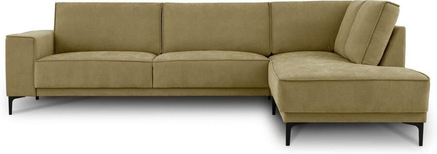 Places of Style Hoekbank Oland structuur platweefsel luxe microvezel bouclé L-vorm 289 cm golfondersteuning Scandinavisch ontwerp metalen poten - Foto 8