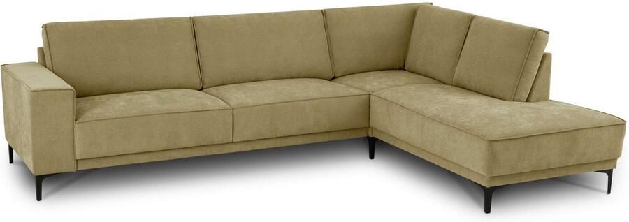 Places of Style Hoekbank Oland structuur platweefsel luxe microvezel bouclé L-vorm 289 cm golfondersteuning Scandinavisch ontwerp metalen poten - Foto 7