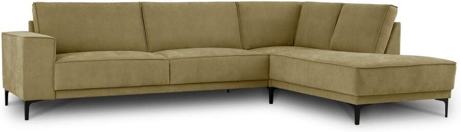 Places of Style Hoekbank Oland structuur platweefsel luxe microvezel bouclé L-vorm 289 cm golfondersteuning Scandinavisch ontwerp metalen poten - Foto 10