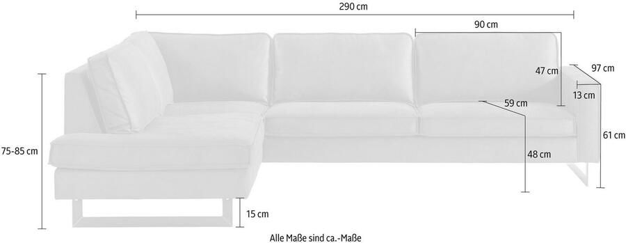 Places of Style Hoekbank Pinto 290 cm cord chenille leerlook ottomane links rechts - Foto 7
