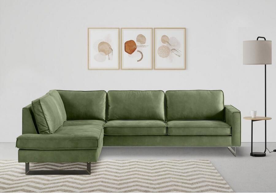 Places of Style Hoekbank Pinto 290 cm cord chenille leerlook ottomane links rechts - Foto 2