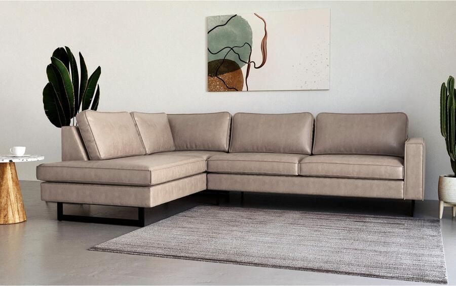 Places of Style Hoekbank Pinto 290 cm cord chenille leerlook ottomane links rechts - Foto 5