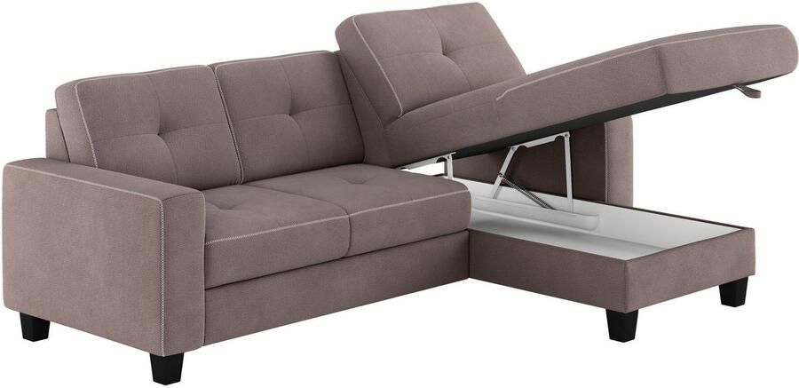 Places of Style Hoekbank Varese Kruisnaad in beige - Foto 5