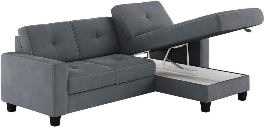 Places of Style Hoekbank Varese Kruisnaad in beige - Foto 5