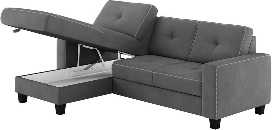 Places of Style Hoekbank Varese Kruisnaad in beige - Foto 5