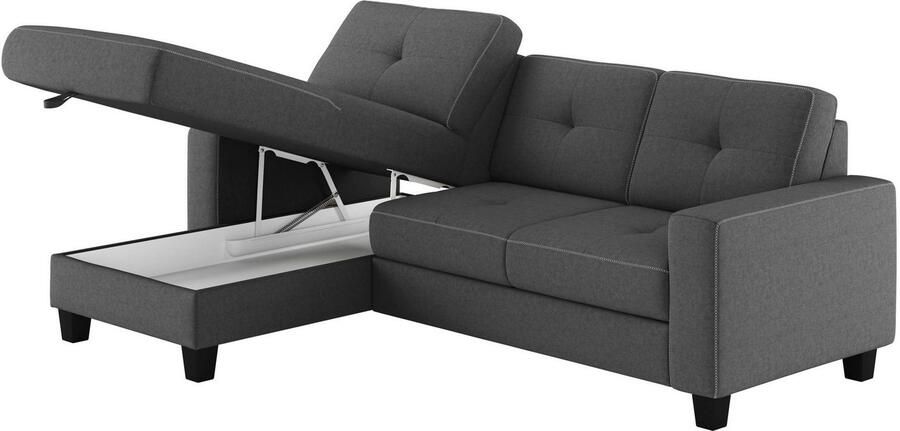 Places of Style Hoekbank Varese Kruisnaad in beige - Foto 5