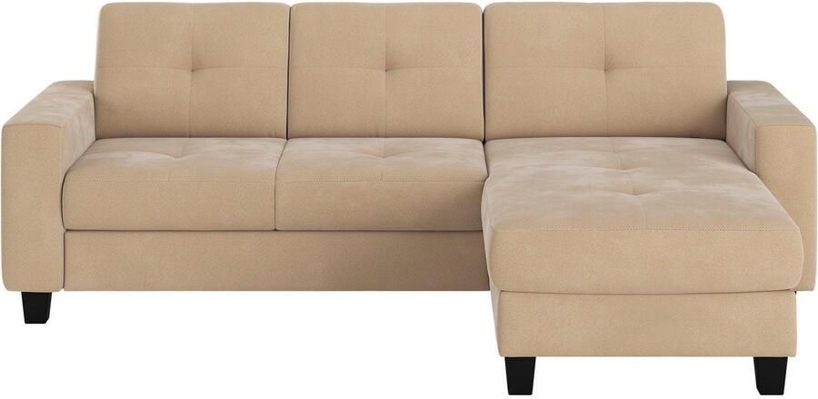 Places of Style Hoekbank Varese Kruisnaad in beige - Foto 3