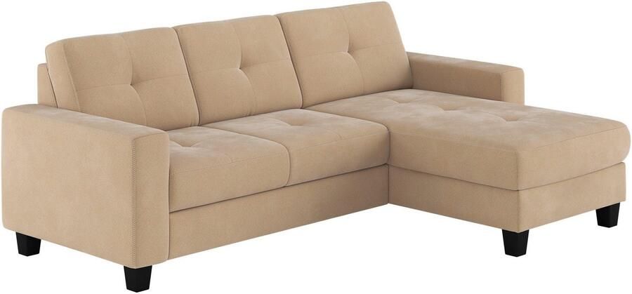 Places of Style Hoekbank Varese Kruisnaad in beige - Foto 5