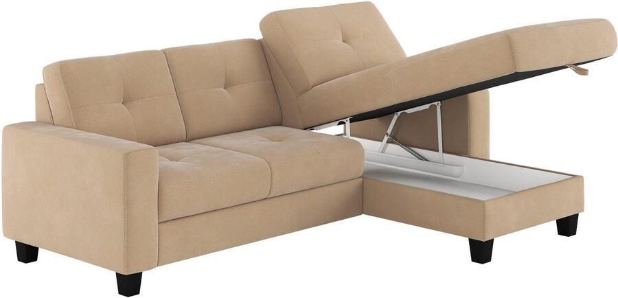 Places of Style Hoekbank Varese Kruisnaad in beige - Foto 4