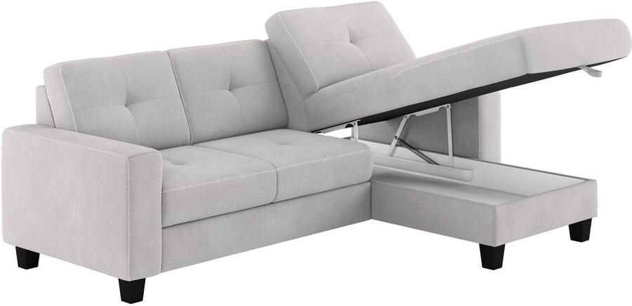 Places of Style Hoekbank Varese Kruisnaad in beige - Foto 4