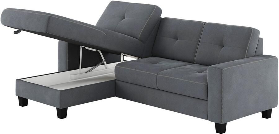 Places of Style Hoekbank Varese Kruisnaad in beige - Foto 5