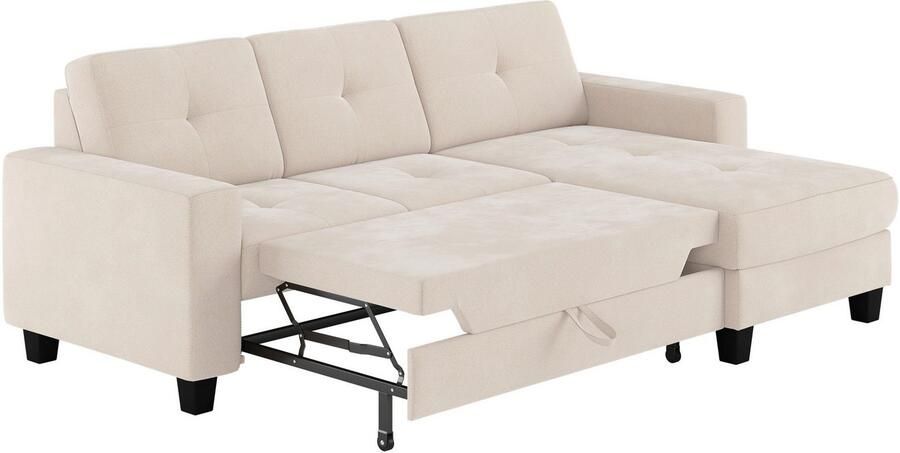 Places of Style Hoekbank Varese Kruisnaad in beige - Foto 3