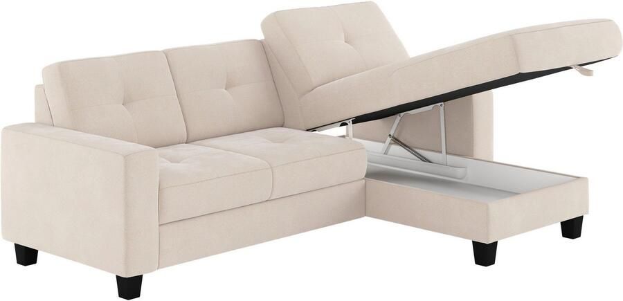 Places of Style Hoekbank Varese Kruisnaad in beige - Foto 5