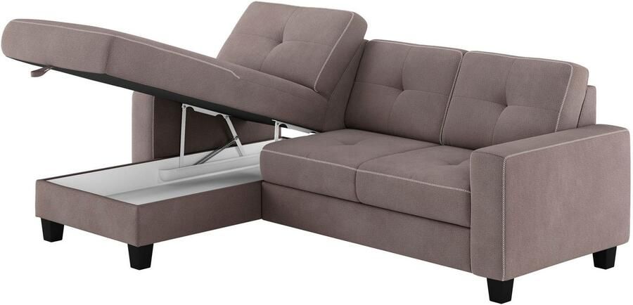 Places of Style Hoekbank Varese Kruisnaad in beige - Foto 5