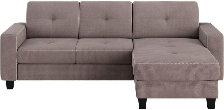 Places of Style Hoekbank Varese Kruisnaad in beige - Foto 4