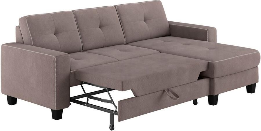 Places of Style Hoekbank Varese Kruisnaad in beige - Foto 3