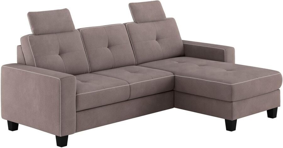 Places of Style Hoekbank Varese Kruisnaad in beige