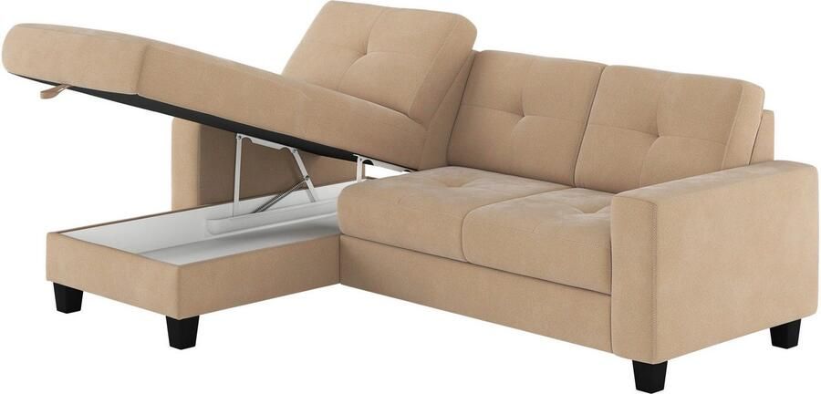 Places of Style Hoekbank Varese Kruisnaad in beige - Foto 5