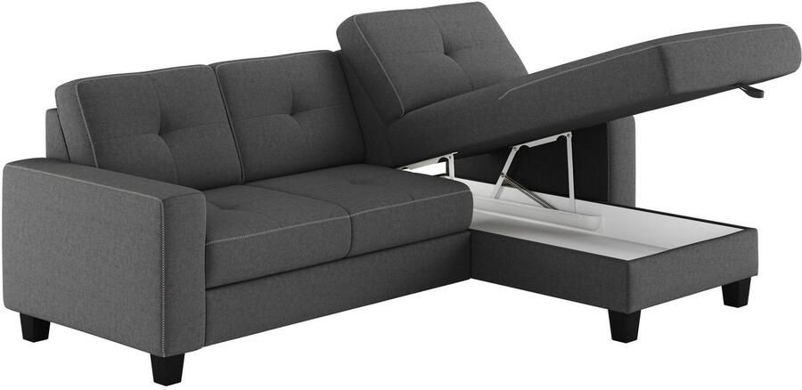 Places of Style Hoekbank Varese Kruisnaad in beige - Foto 5