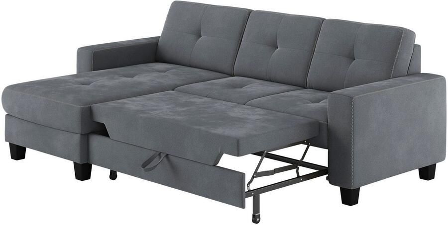 Places of Style Hoekbank Varese Kruisnaad in beige - Foto 3