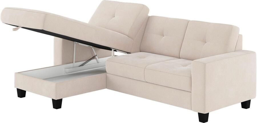 Places of Style Hoekbank Varese Kruisnaad in beige - Foto 5