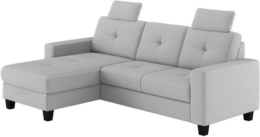 Places of Style Hoekbank Varese Kruisnaad in beige