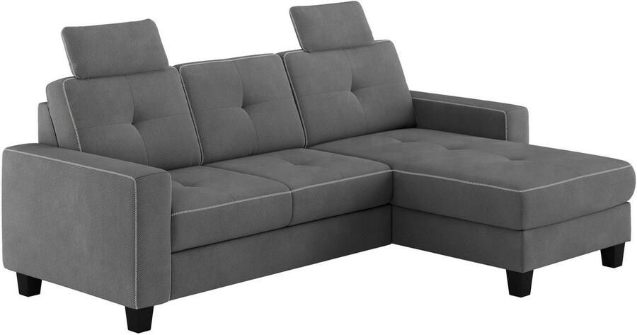 Places of Style Hoekbank Varese Kruisnaad in beige