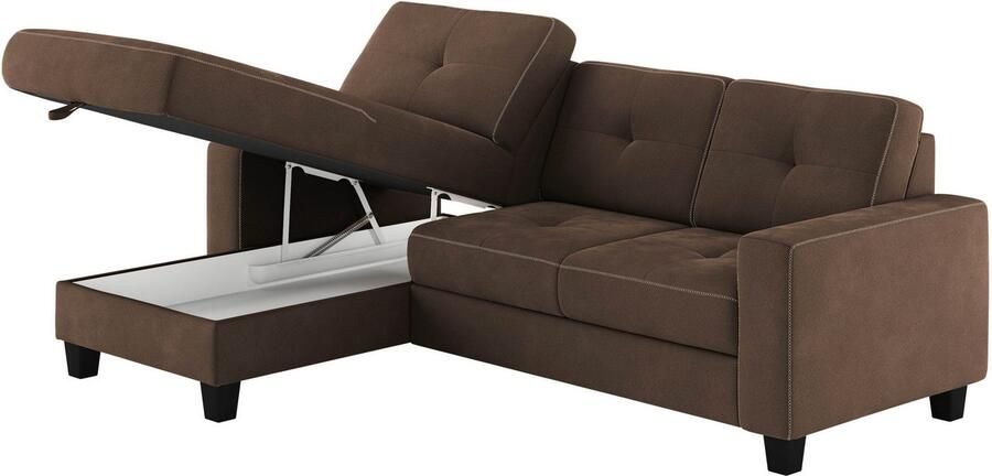 Places of Style Hoekbank Varese Kruisnaad in beige - Foto 5