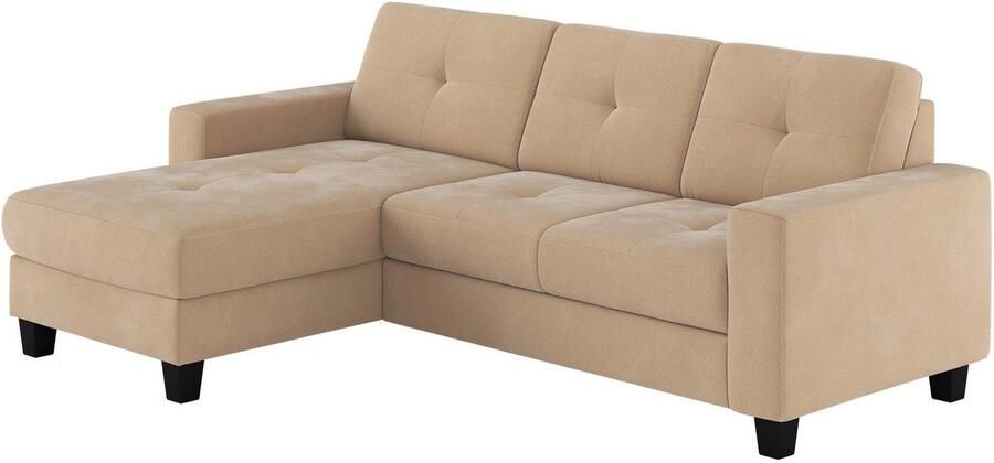 Places of Style Hoekbank Varese Kruisnaad in beige - Foto 5