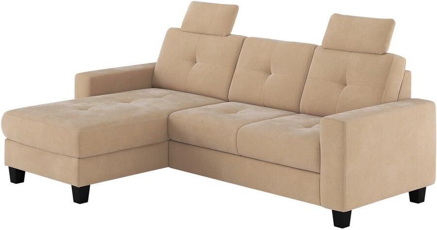 Places of Style Hoekbank Varese Kruisnaad in beige