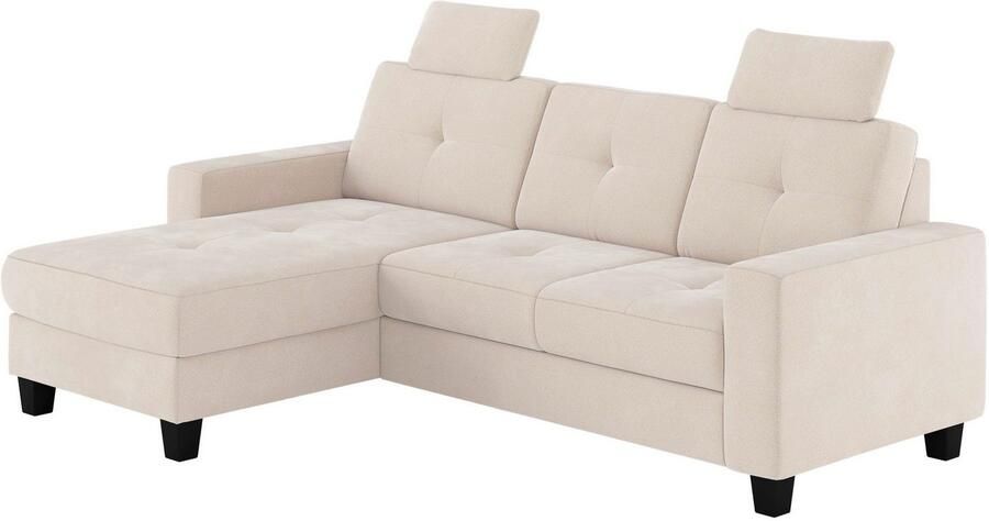 Places of Style Hoekbank Varese Kruisnaad in beige