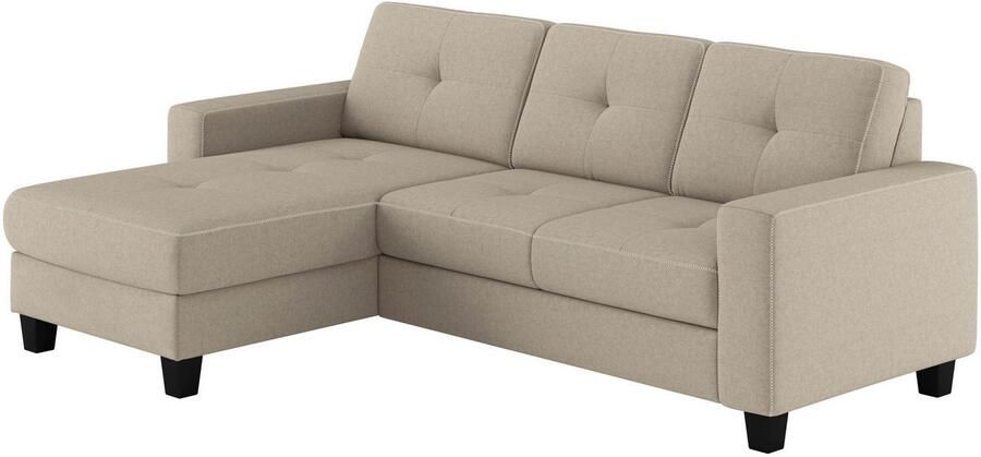 Places of Style Hoekbank Varese Kruisnaad in beige - Foto 4