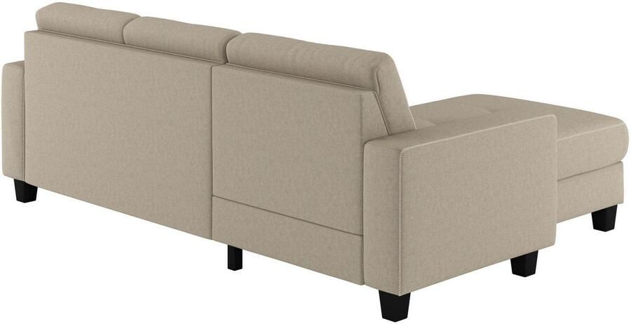 Places of Style Hoekbank Varese Kruisnaad in beige - Foto 2