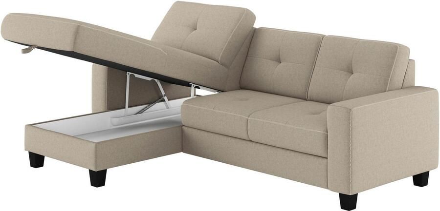 Places of Style Hoekbank Varese Kruisnaad in beige - Foto 5