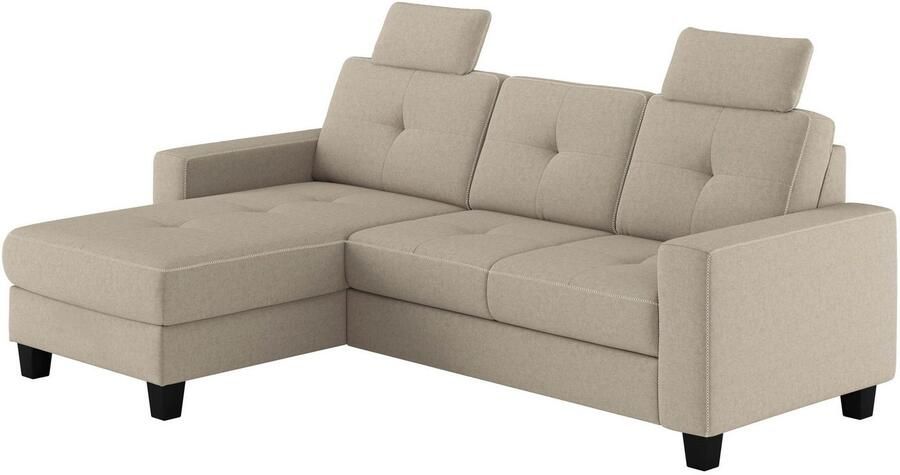 Places of Style Hoekbank Varese Kruisnaad in beige