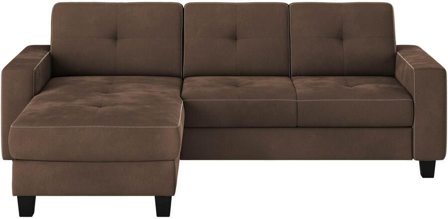 Places of Style Hoekbank Varese Kruisnaad in beige - Foto 4