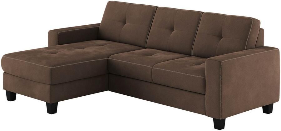 Places of Style Hoekbank Varese Kruisnaad in beige - Foto 6