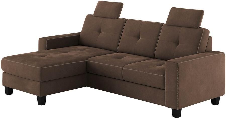 Places of Style Hoekbank Varese Kruisnaad in beige