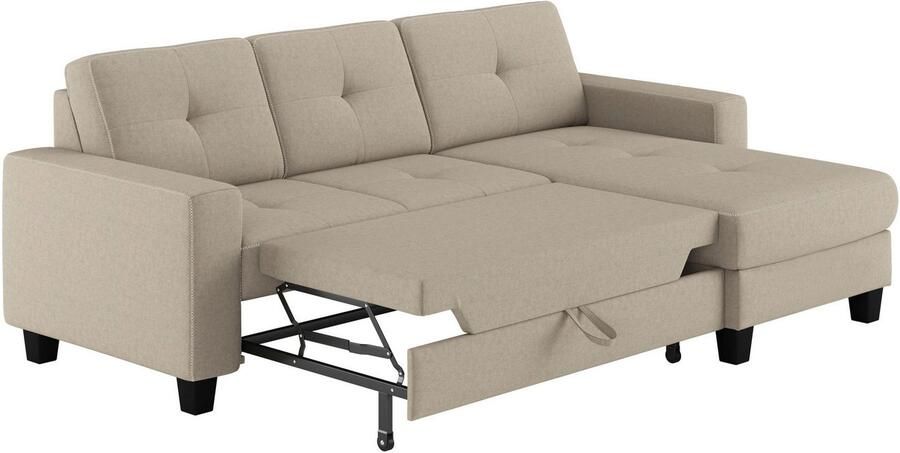 Places of Style Hoekbank Varese Kruisnaad in beige - Foto 3