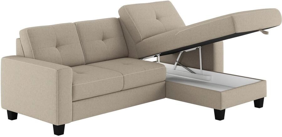 Places of Style Hoekbank Varese Kruisnaad in beige - Foto 5