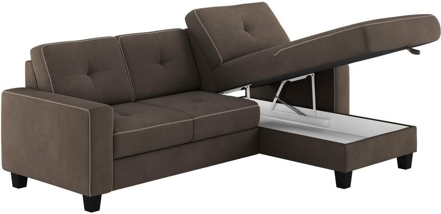 Places of Style Hoekbank Varese Kruisnaad in beige - Foto 5