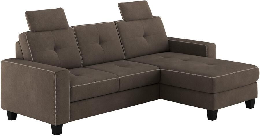 Places of Style Hoekbank Varese Kruisnaad in beige