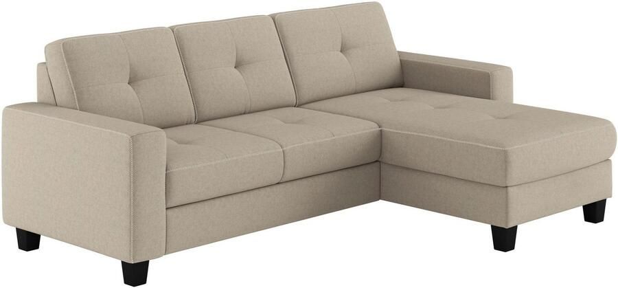 Places of Style Hoekbank Varese Kruisnaad in beige - Foto 5