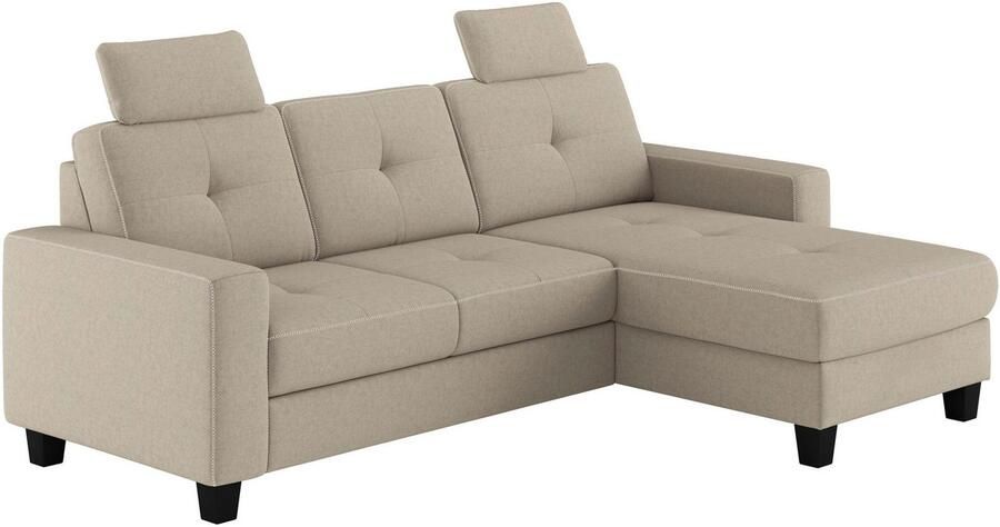 Places of Style Hoekbank Varese Kruisnaad in beige